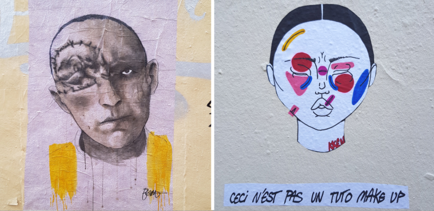Bonno, collage, Lyon 1er, 2019 et Kken, collage, Lyon 1er, 2019 
